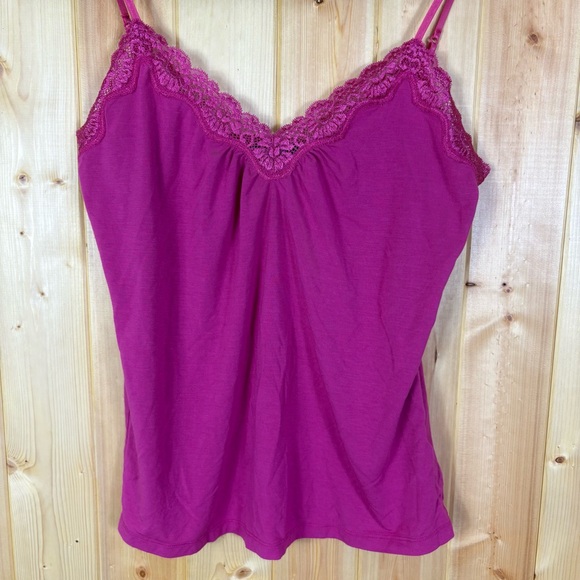Apostrophe Stretch Womens Y2K Lace Trim Cami Med Pink Coquette Dainty Feminine - Picture 4 of 14